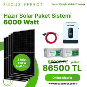 6 Kw 6000 Watt Güneş Enerjisi Hazır Solar Paket Sistem - Half Cut Güneş Panelli