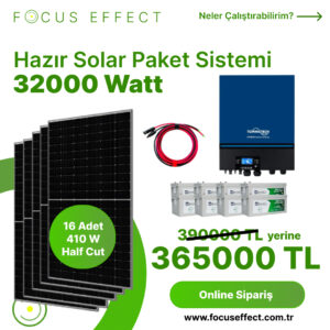 32 kw 32000 Watt Güneş Enerjisi Hazır Solar Paket Sistem - Half Cut Güneş Panelli
