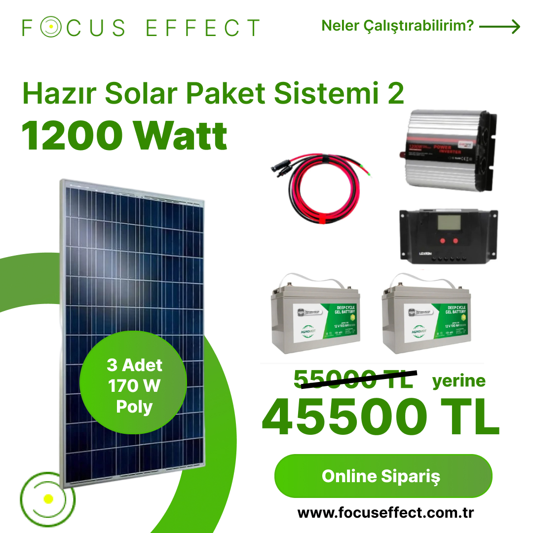 1200 Watt Güneş Enerjisi Hazır Solar Paket Sistem 2